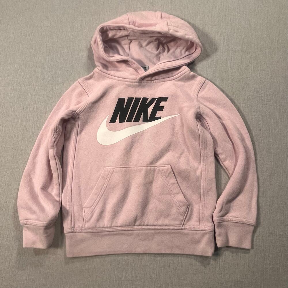 Nike Girls XS Pink Hoodie Logo Sweatshirt 3-4Y Cozy‎ Athleisure Y2K Cute